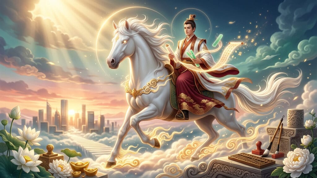 เทพเจ้าม้าขาว ผู้ส่งข่าวสารแห่งความโชคดีและชัยชนะ coverblog 40